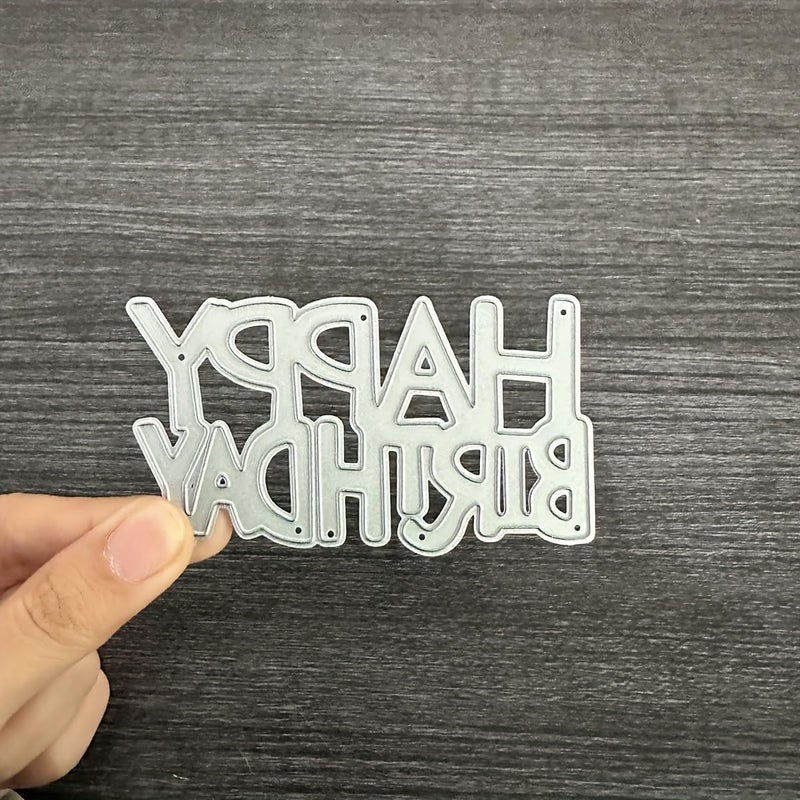 LZBRDY Happy Birthday Words Die-Cuts, Carbon Steel Metal Cutting Dies for DIY Scrapbooking & Card Making, Perfect for Birthday Greeting Cards, Photo Albums & Craft Projects - Image 1